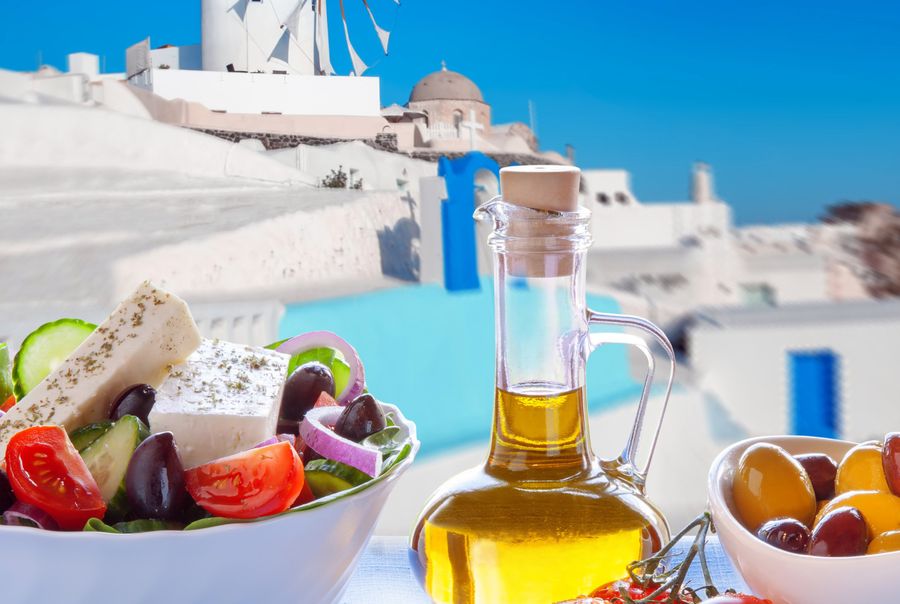 Greek salad in Santorini island, Greece